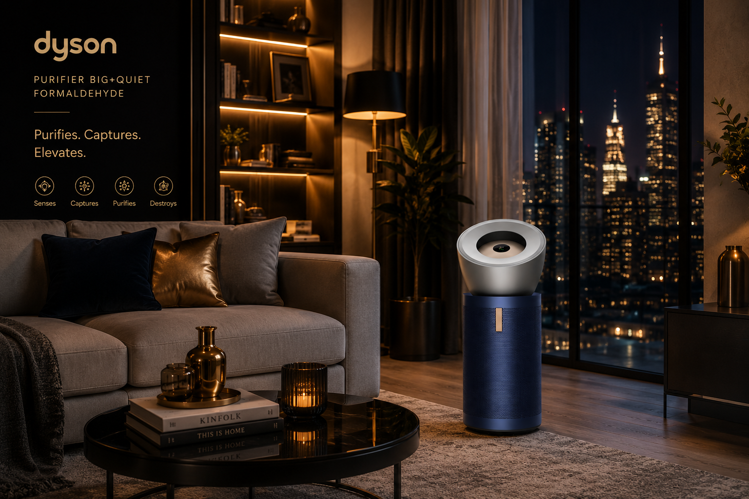 Dyson Purifier Big+Quiet Formaldehyde BP03 – HEPA H13 Filtration Large Room Air Purifier & Cooling Fan (Nickel/Prussian Blue)