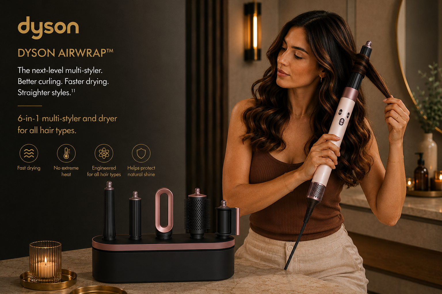 Dyson Airwrap HS08 Multi-Styler & Dryer – Smart Styling No Heat Damage Straight & Wavy Hair (Ceramic Pink)
