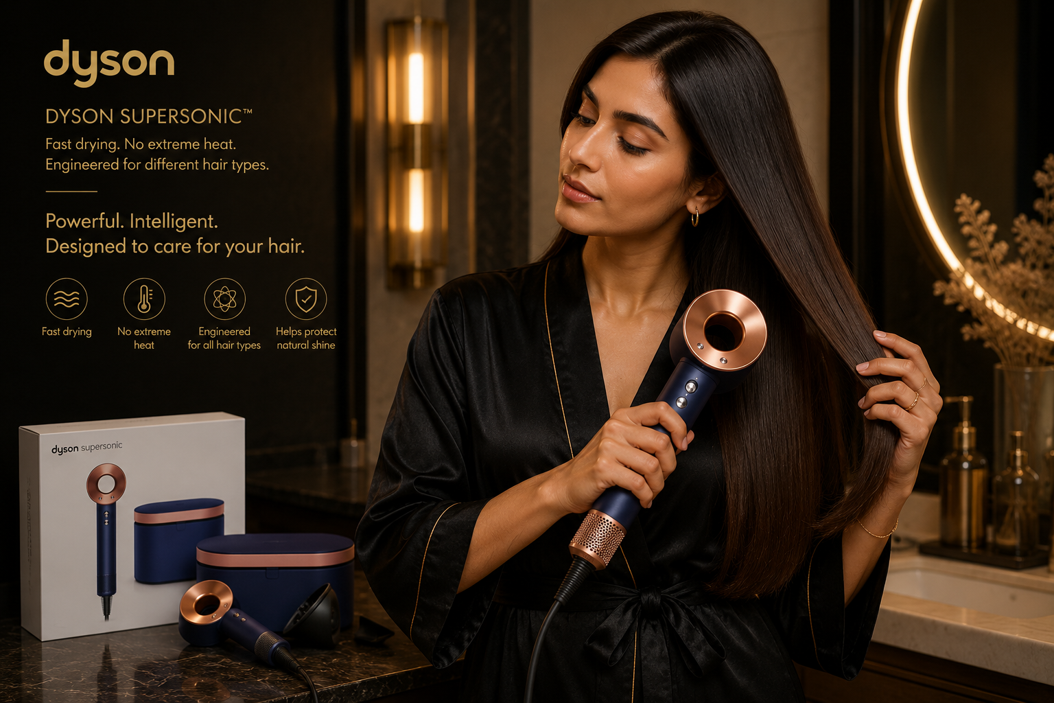 Dyson Supersonic HD07 Hair Dryer – Fast Drying Intelligent Heat Control Ionic Technology (Blue Blush)