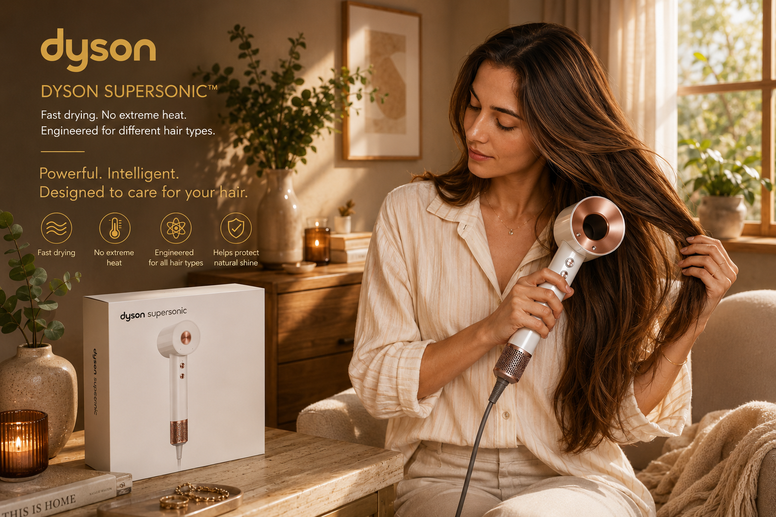 Dyson Supersonic Hair Dryer HD09 – Intelligent Heat Control Fast Drying Magnetic Attachments