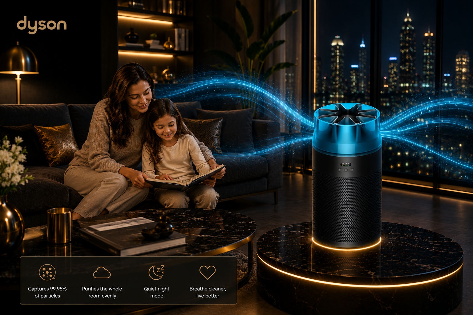 Dyson HushJet Purifier Compact HJ10 – HEPA Air Purifier Quiet Operation Smart App (Black/Teal)