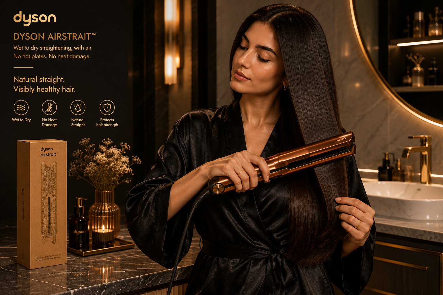 Dyson Corrale HS03 Hair Straightener – Cordless Styling Flexing Plates Intelligent Heat Control Bright (Copper/Nickel)