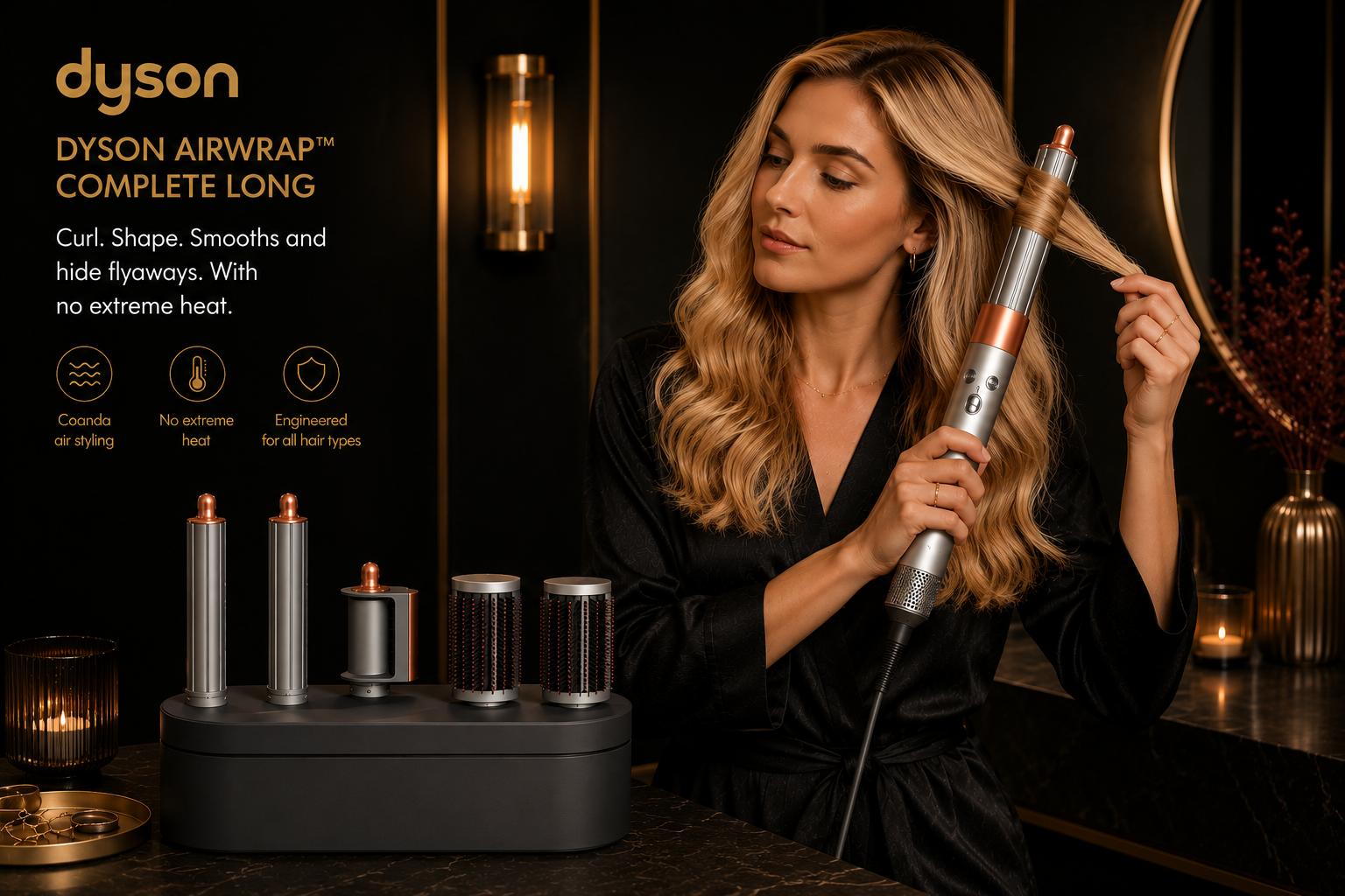 Dyson Airwrap HS05 Multi-Styler & Dryer Complete Long Volumise Nikel copper