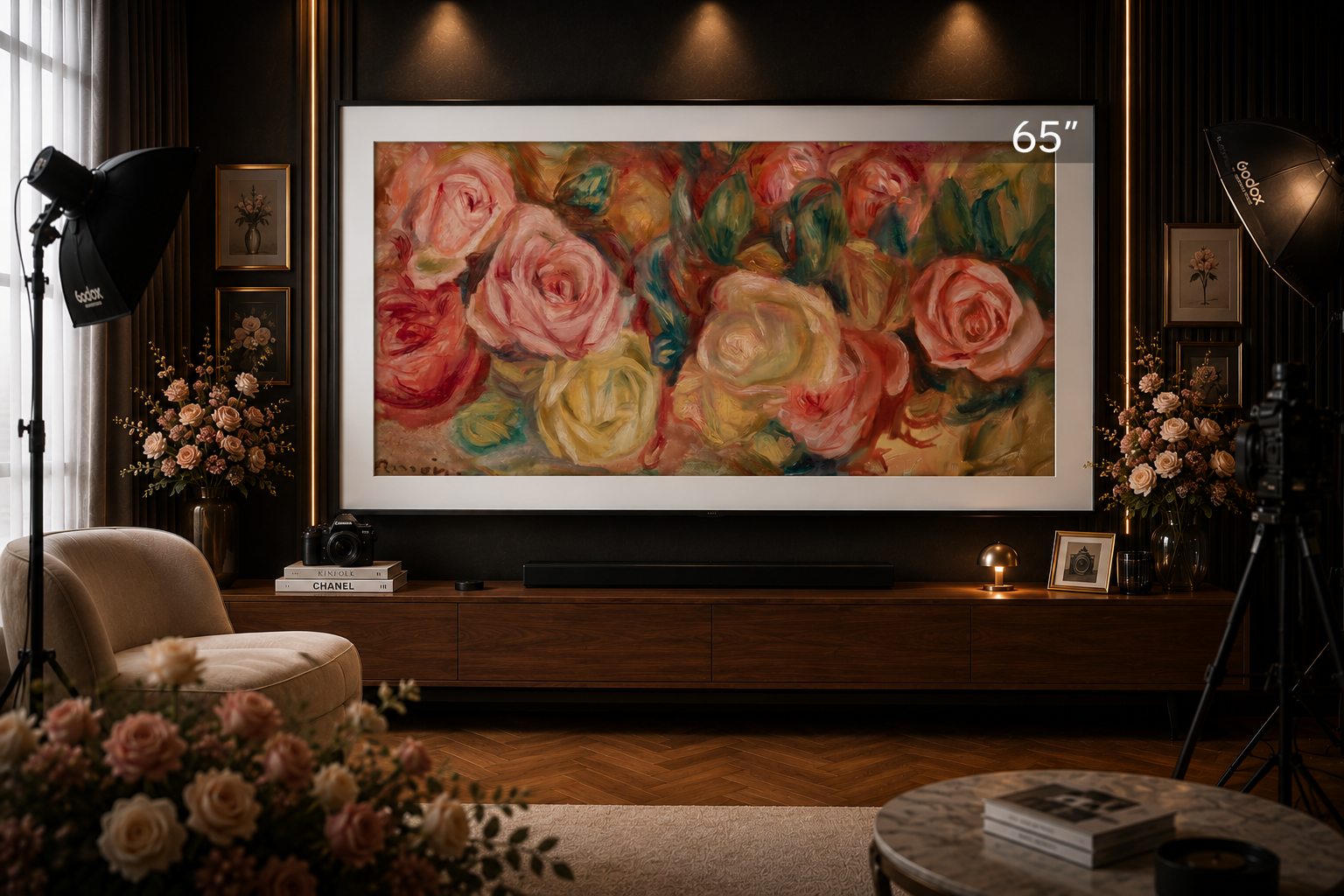Samsung 65" The Frame QLED 4K Smart TV LS03D – Art Mode Matte Display Quantum HDR Slim Fit Wall Mount (Black)