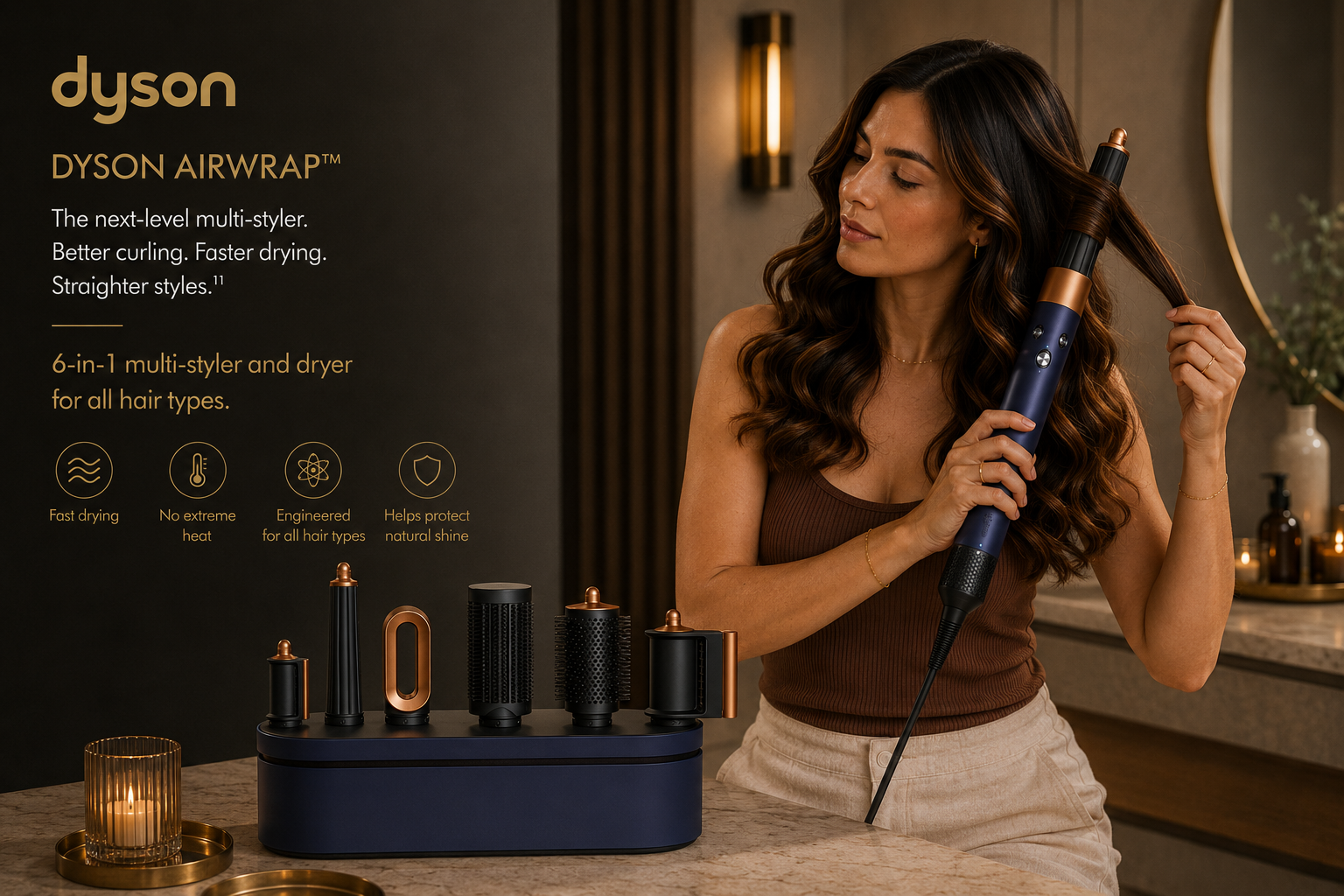 Dyson Airwrap HS08 Multi-Styler & Dryer – Smart Styling No Heat Damage Straight & Wavy Hair (Prussian Blue)