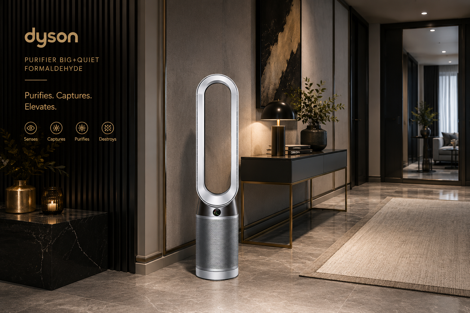 Dyson Pure Cool Purifying Tower Fan TP04 – HEPA Filtration Smart Air Purifier & Cooling Fan (White/Silver)