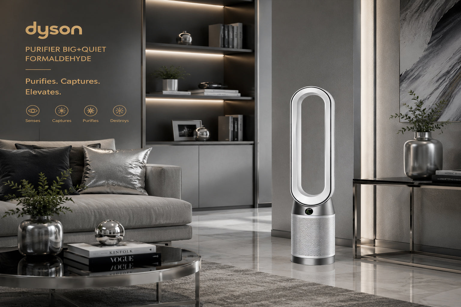 Dyson Purifier Cool Gen1 TP10 – HEPA H13 Air Purifier Fan 350° Oscillation Air Multiplier (White/Silver)