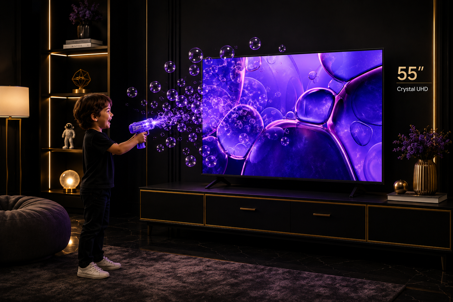 Samsung 55 Inch Crystal UHD TV UA55U8000FUXZN – 4K Crystal Processor Smart TV MetalStream Design (Black)