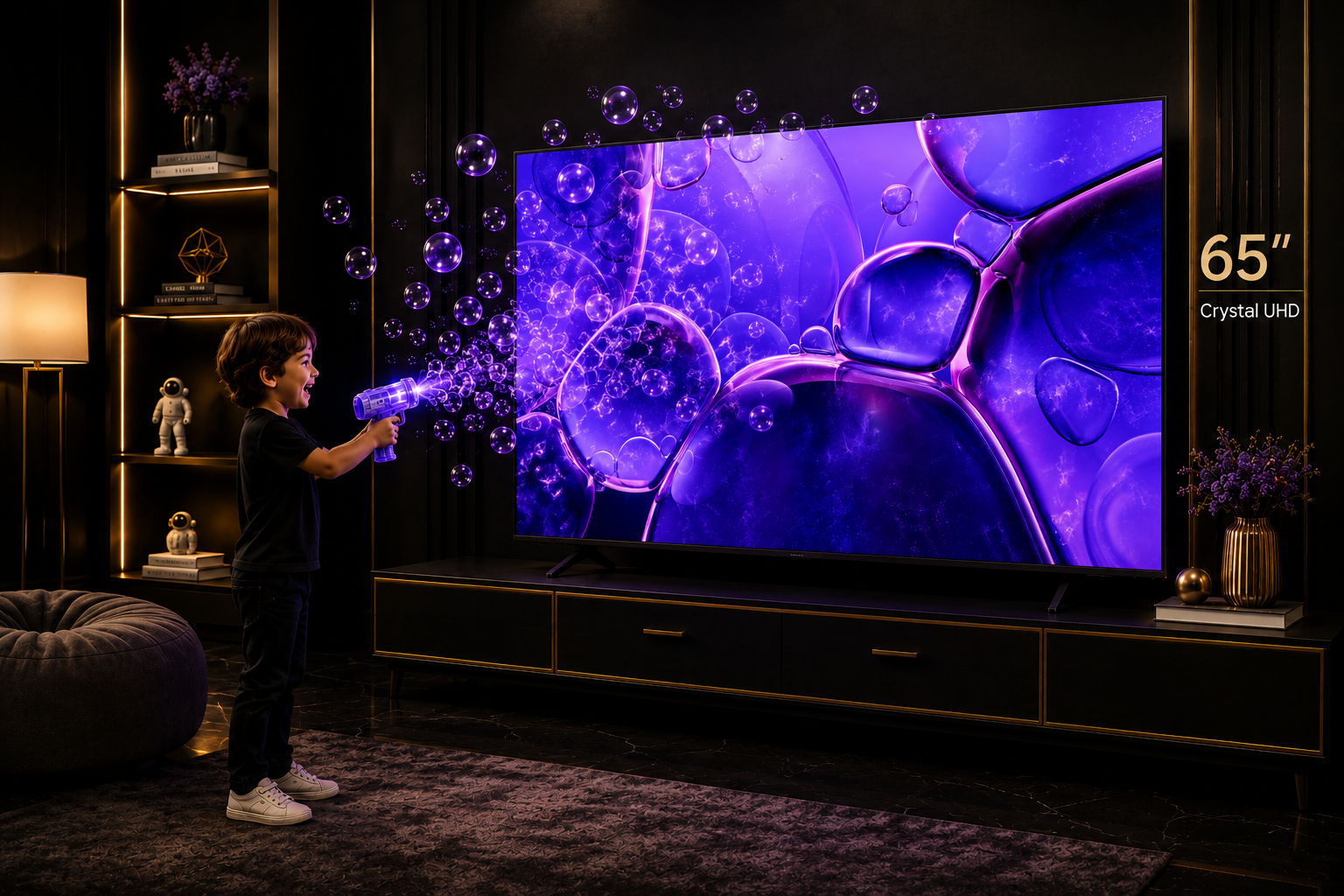 Samsung 65 Inch Crystal UHD TV UA65U8000FUSMM – 4K Crystal Processor Smart TV MetalStream Design (Black)
