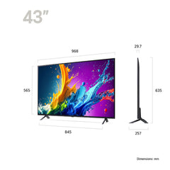 LG 43 Inch QNED AI 4K Smart TV 43QNED80T6A – Quantum Dot NanoCell α5 AI Processor Gen7 HDR10 webOS (Black/Ashed Blue)