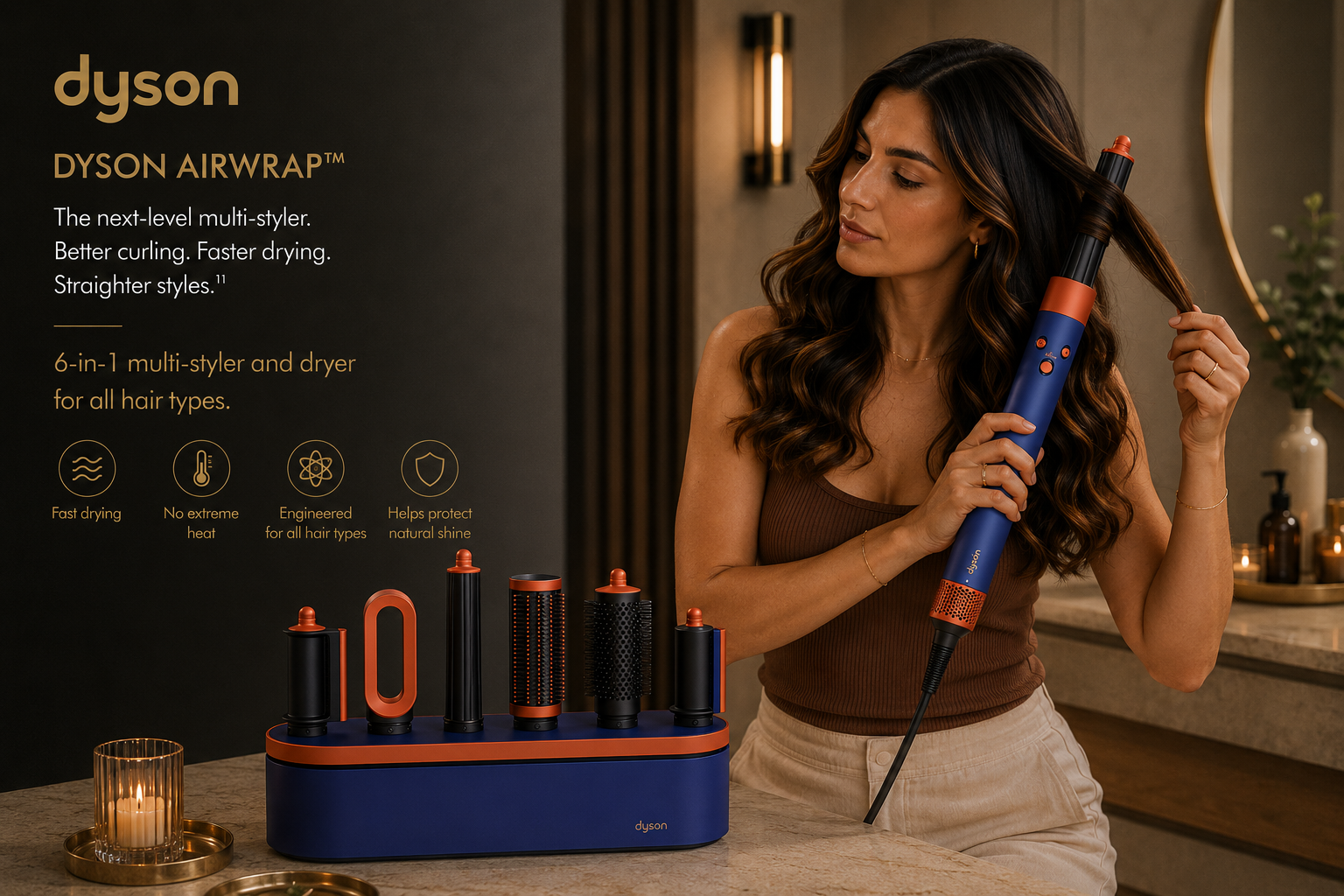 Dyson Airwrap HS08 Multi-Styler & Dryer – Smart Styling No Heat Damage Straight & Wavy Hair (Vinca Blue)